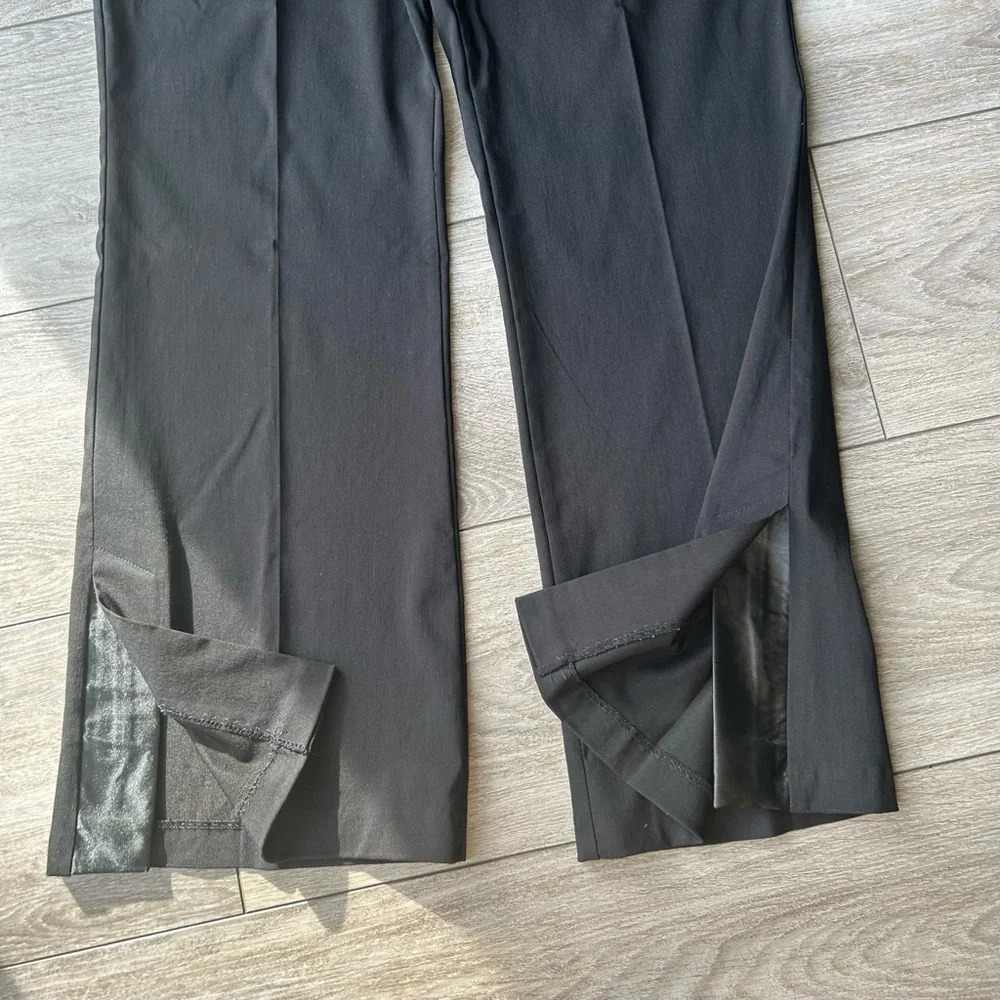 NWT Laura Black Stretch Sequins Accents Wide Leg Pants with Slits Made in Canada - Picture 7 of 13